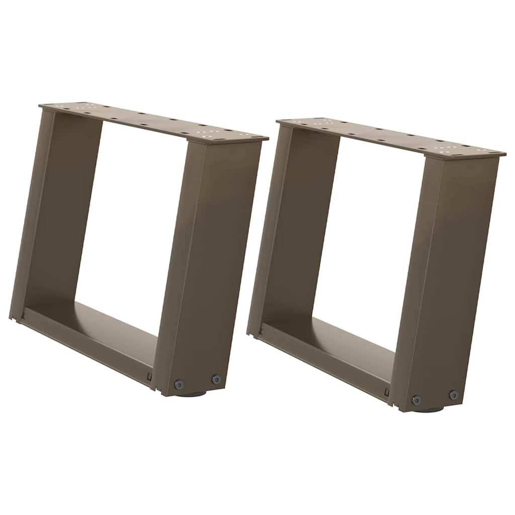 Pieds de table basse en U, 2 pièces, acier naturel, 50 x (30-31) cm - XIOS