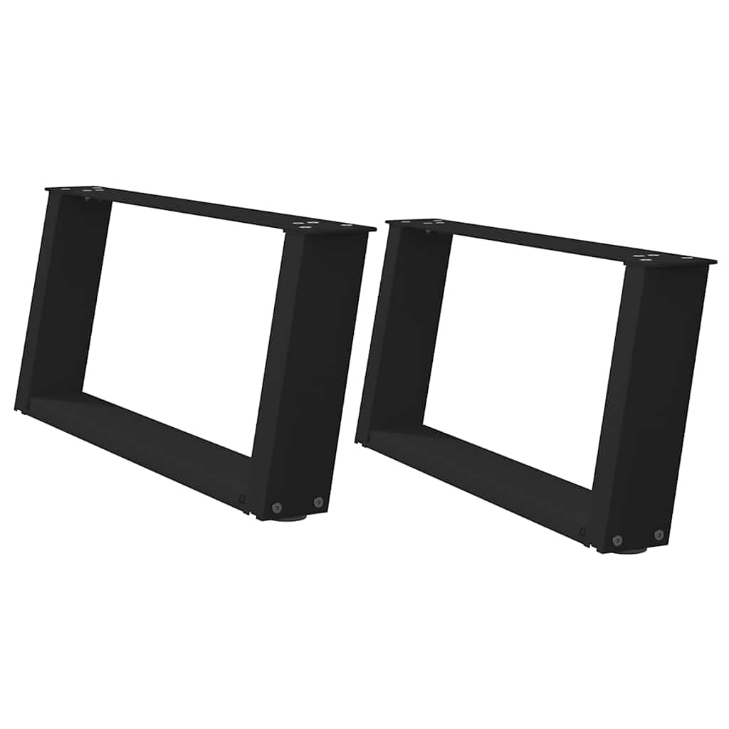 Pieds de table basse en U, 2 pièces, noir, 60 x (30-31) cm, acier - XIOS