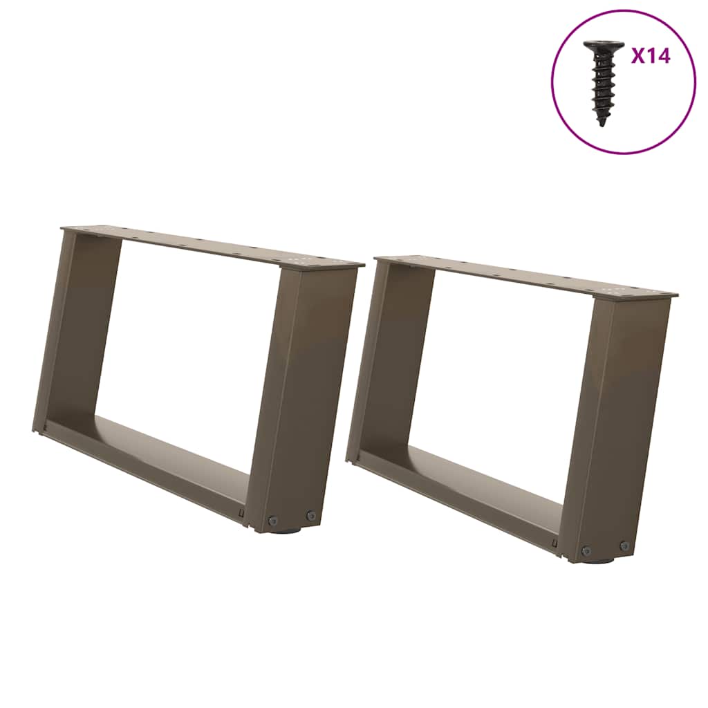 Pieds de table basse en U 2 pièces Acier naturel 60 x (30-31) cm Acier - XIOS