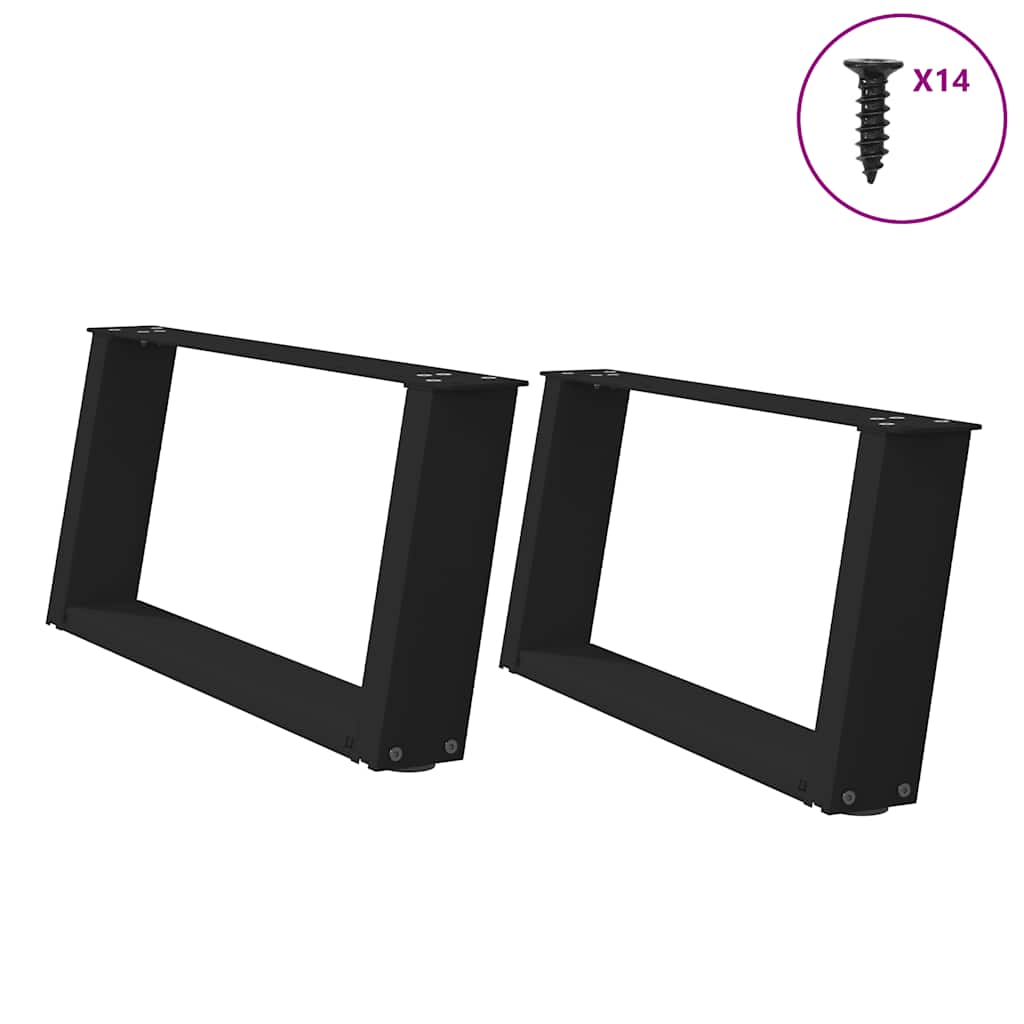 Pieds de table basse en U, 2 pièces, noir, 70 x (30-31) cm, acier - XIOS
