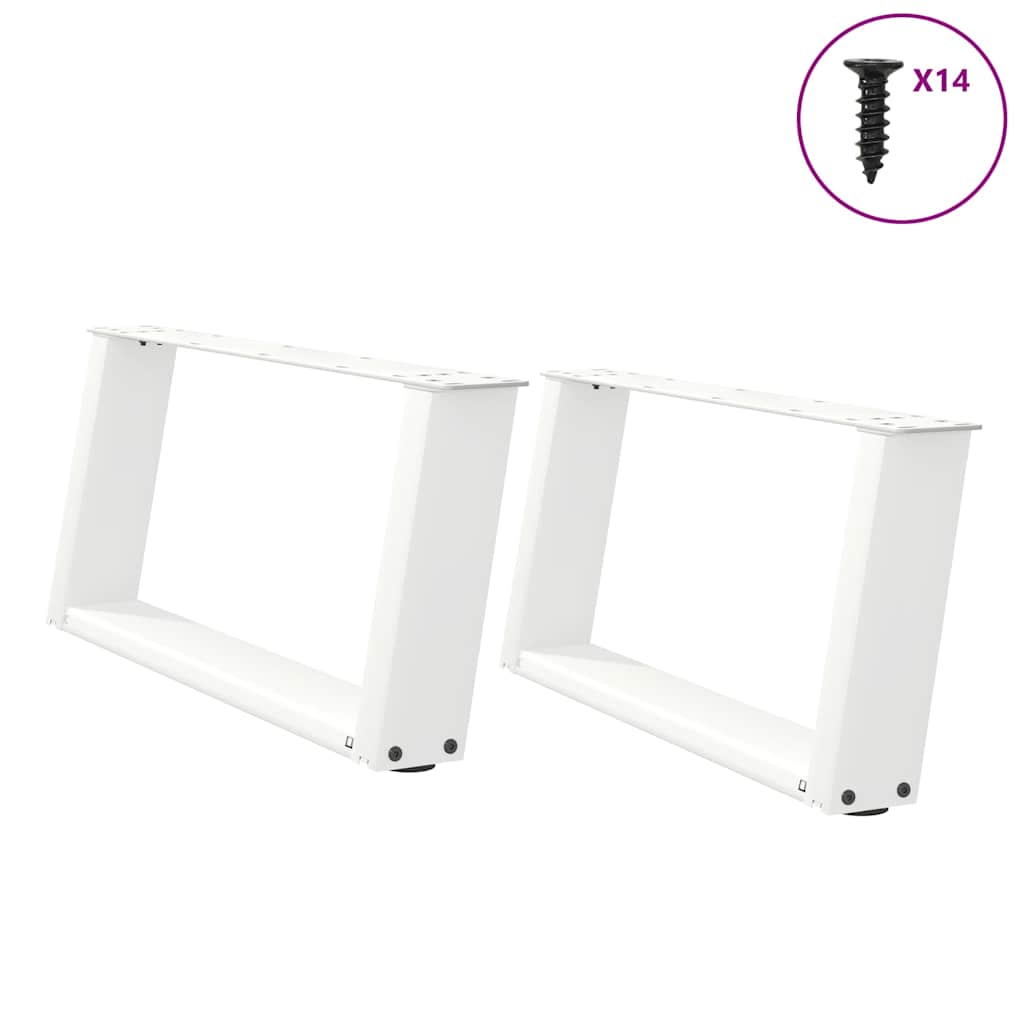 Pieds de table basse en U 2 pièces Blanc 70 x (30-31) cm Acier - XIOS