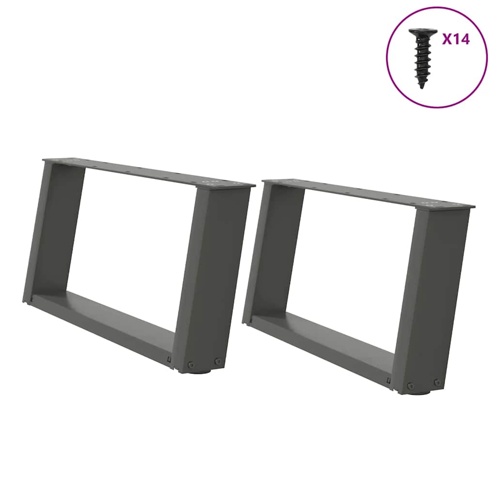 Pieds de table basse en U 2 pièces Anthracite 70 x (30-31) cm Acier - XIOS
