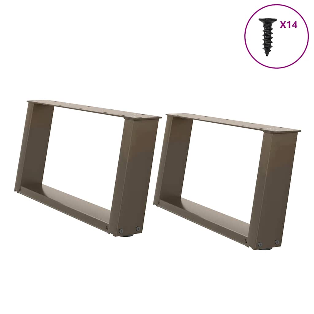 Pieds de table basse en U, 2 pièces, acier naturel, 70 x (30-31) cm - XIOS