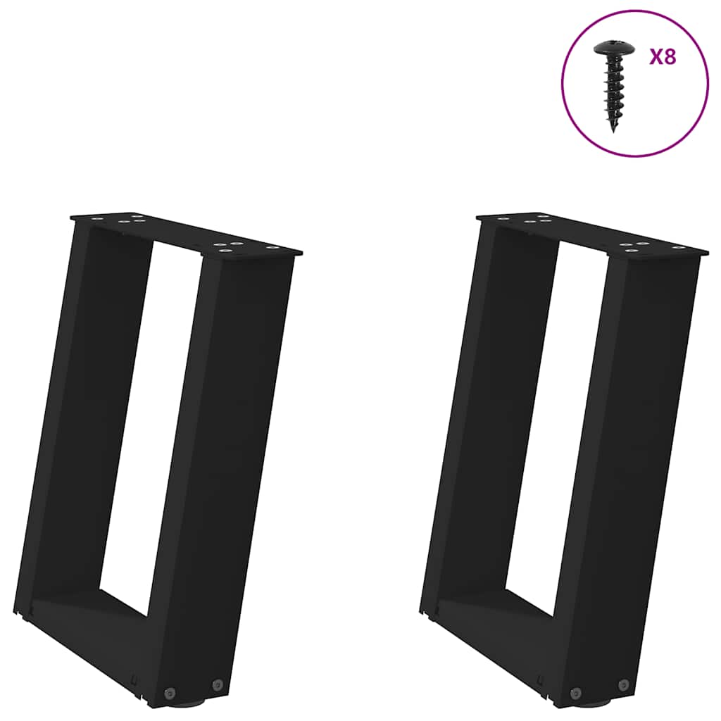 Pieds de table basse en U 2 pièces Noir 28 x (42-43) cm Acier - XIOS