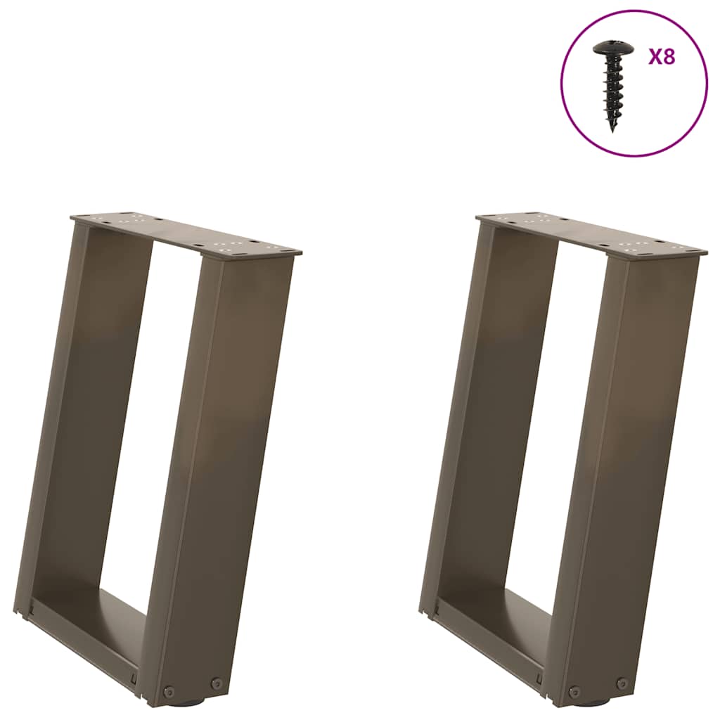 Pieds de table basse en U 2 pièces Acier naturel 28 x (42-43) cm Acier - XIOS