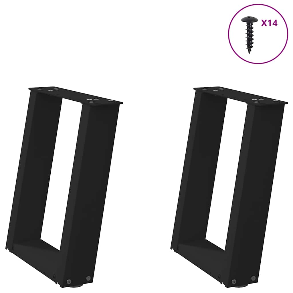 Pieds de table basse en U 2 pièces Noir 38 x (42-43) cm Acier - XIOS