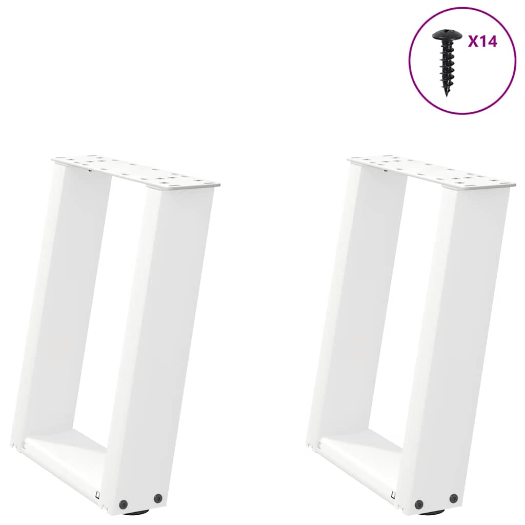 Pieds de table basse en U 2 pièces Blanc 38 x (42-43) cm Acier - XIOS