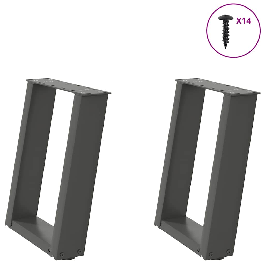 Pieds de table basse en U 2 pièces Anthracite 38 x (42-43) cm Acier - XIOS