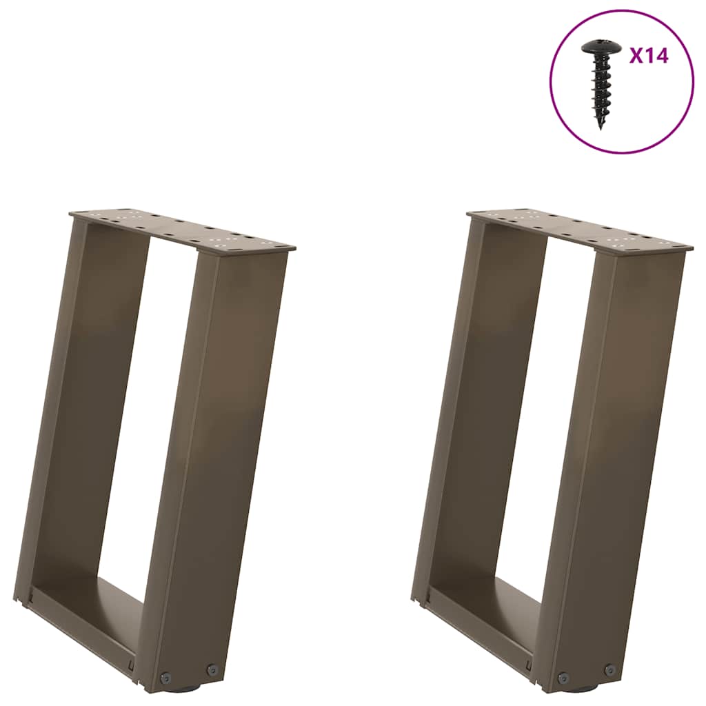 Pieds de table basse en U 2 pièces Acier naturel 38 x (42-43) cm Acier - XIOS