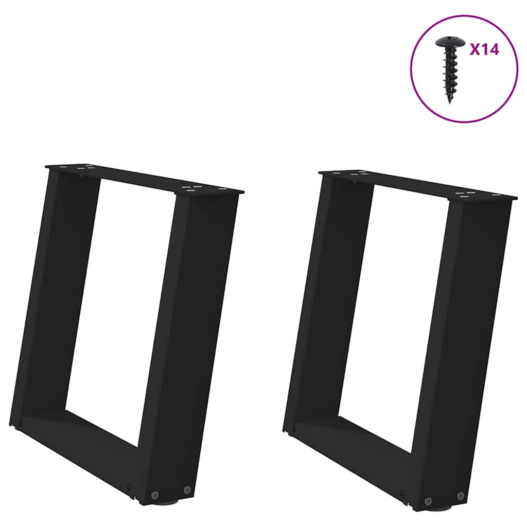 Pieds de table basse en U, 2 pièces, noir, 50 x (42-43) cm, acier - XIOS