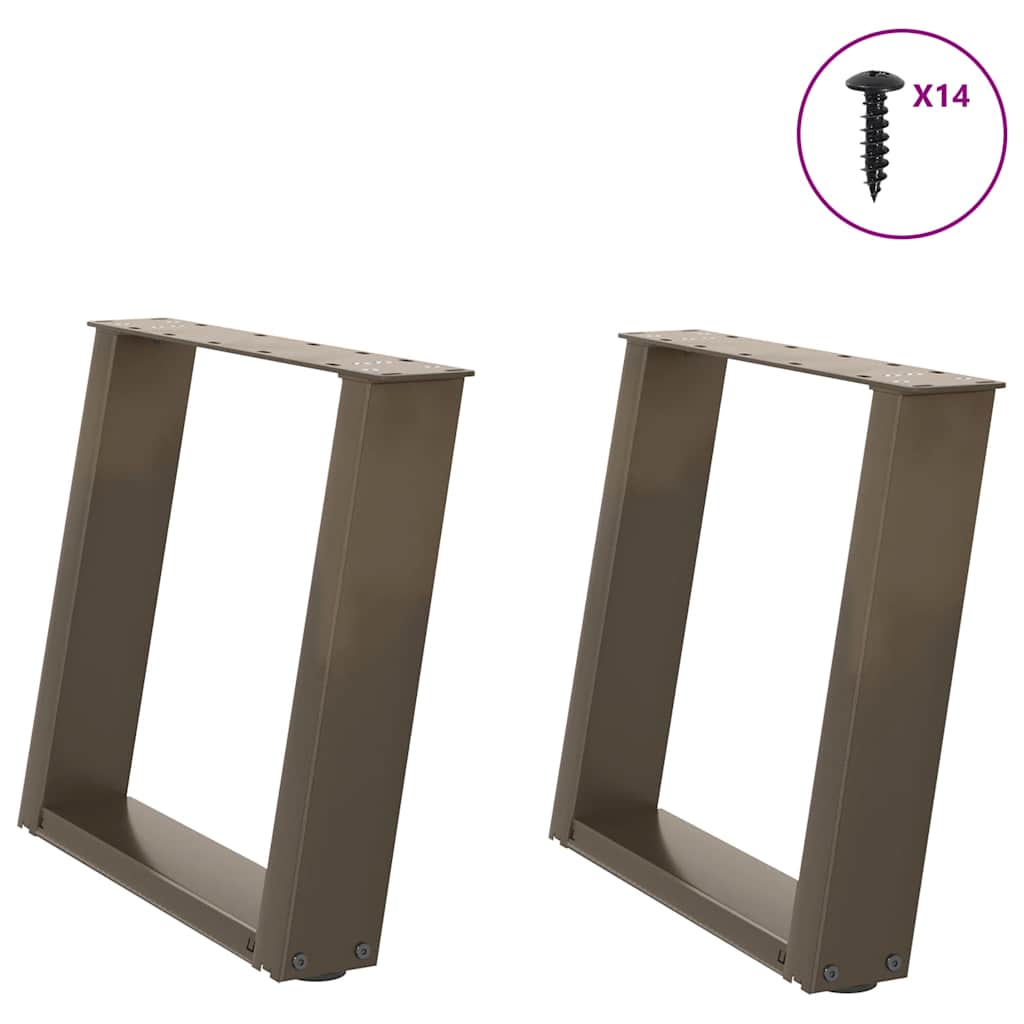 Pieds de table basse en U, 2 pièces, acier naturel, 50 x (42-43) cm - XIOS