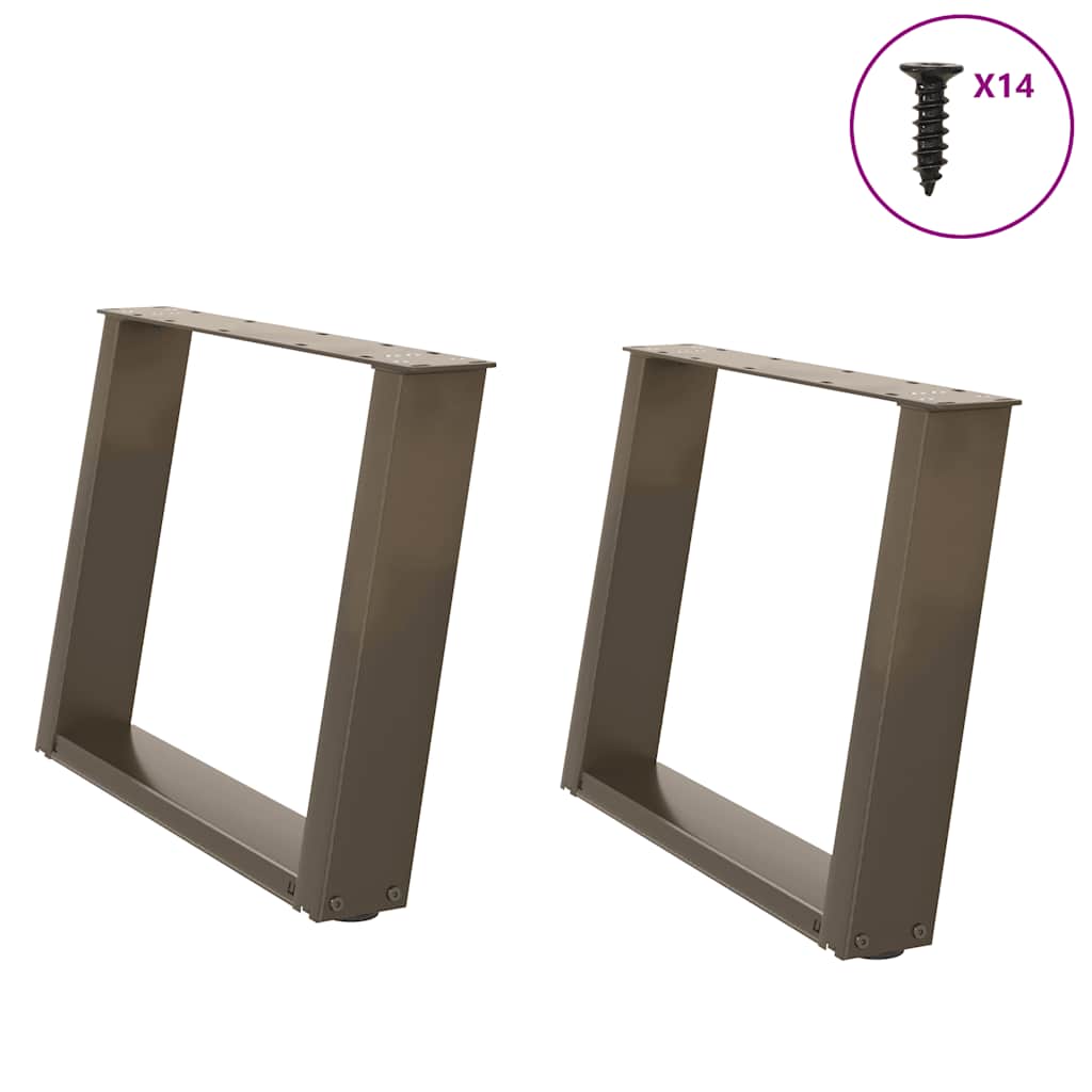 Pieds de table basse en U, 2 pièces, acier naturel, 60 x (42-43) cm - XIOS