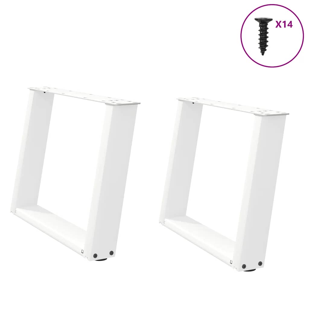 Pieds de table basse en U, 2 pièces, blanc, 70 x (42-43) cm, acier - XIOS
