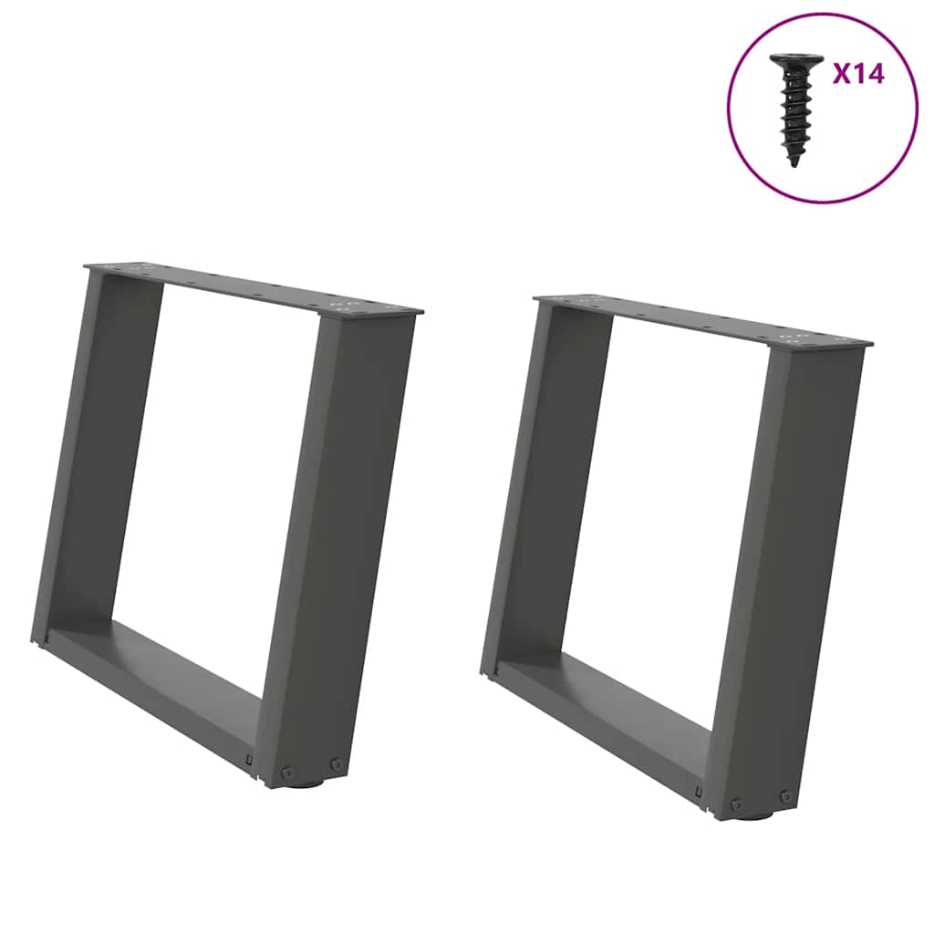 Pieds de table basse en U 2 pièces Anthracite 70 x (42-43) cm Acier - XIOS