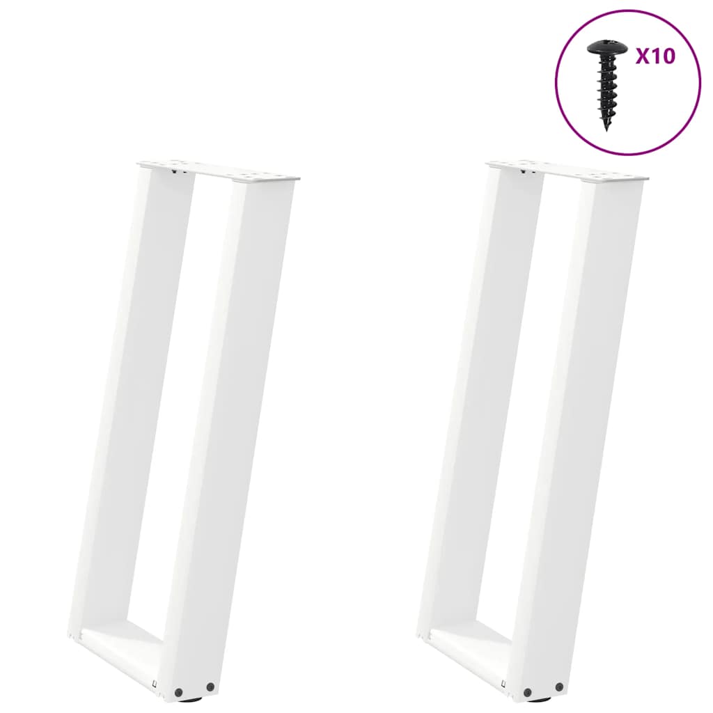 Pieds de table console en U, 2 pièces, blanc, 28 x (72-73) cm, acier - XIOS