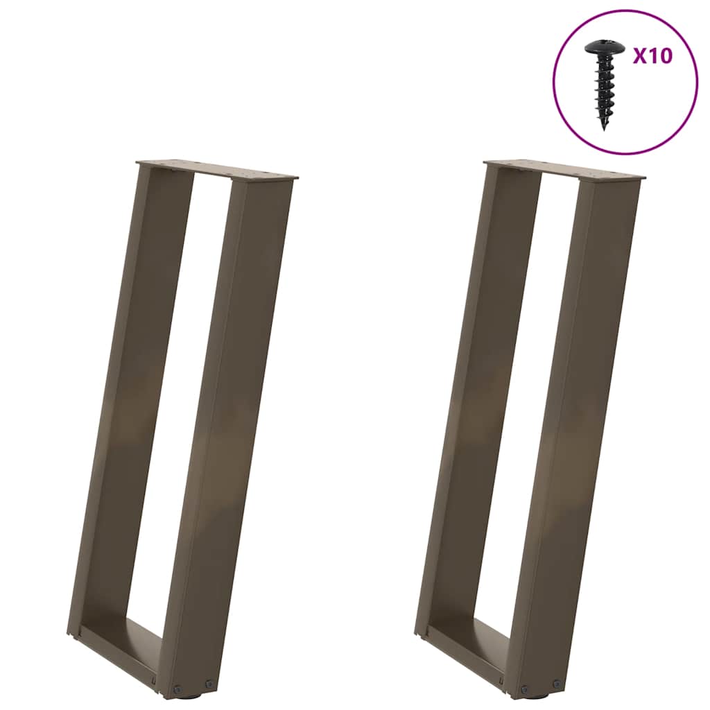 Pieds de table console en U, 2 pièces, acier naturel, 28 x (72-73) cm - XIOS