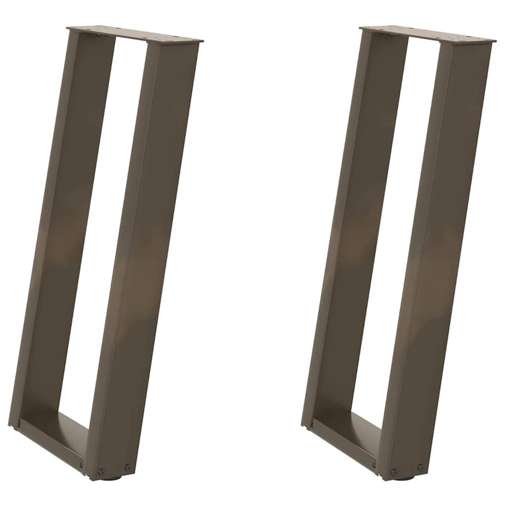 Pieds de table console en U, 2 pièces, acier naturel, 28 x (72-73) cm - XIOS