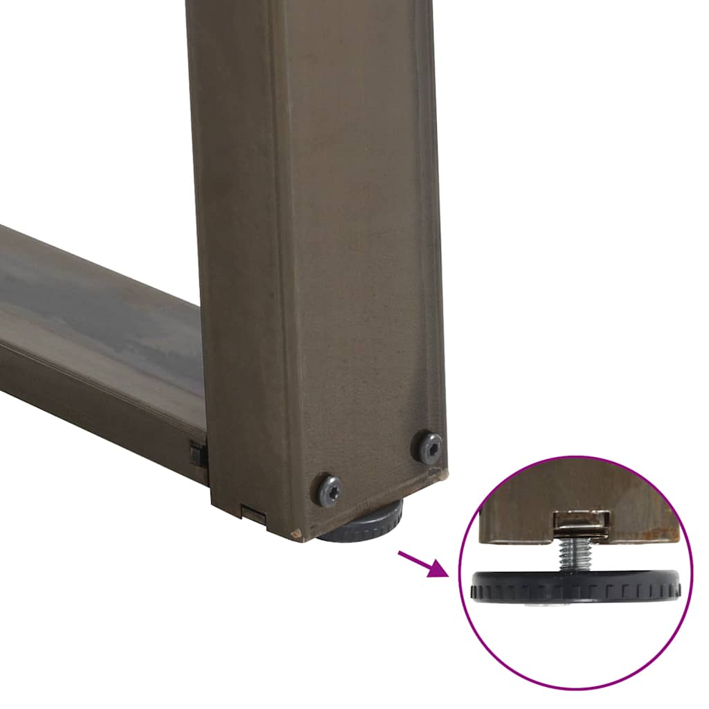 Pieds de table console en U, 2 pièces, acier naturel, 28 x (72-73) cm - XIOS