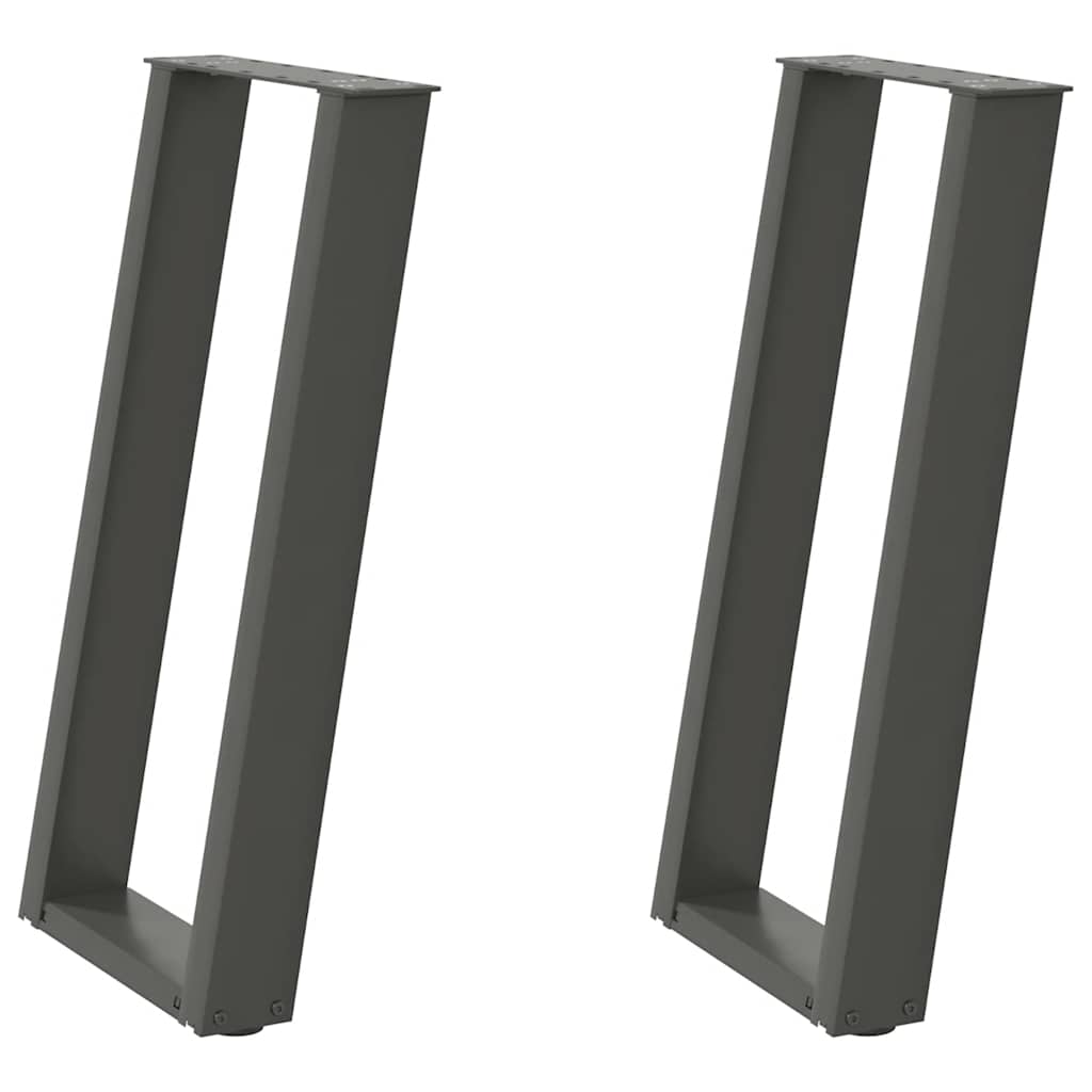 Pieds de table console en U, 2 pièces, anthracite, 38 x (72-73) cm, acier - XIOS