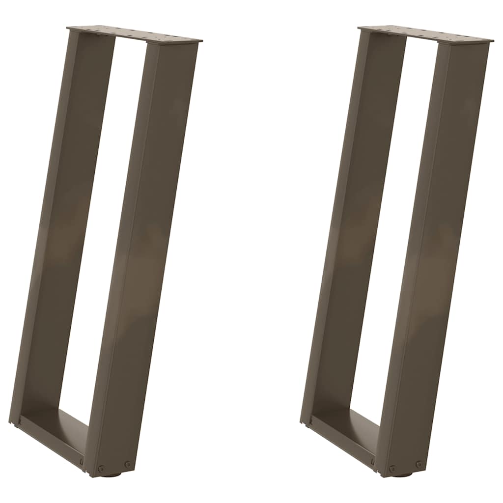 Pieds de table console en U, 2 pièces, acier naturel, 38 x (72-73) cm - XIOS