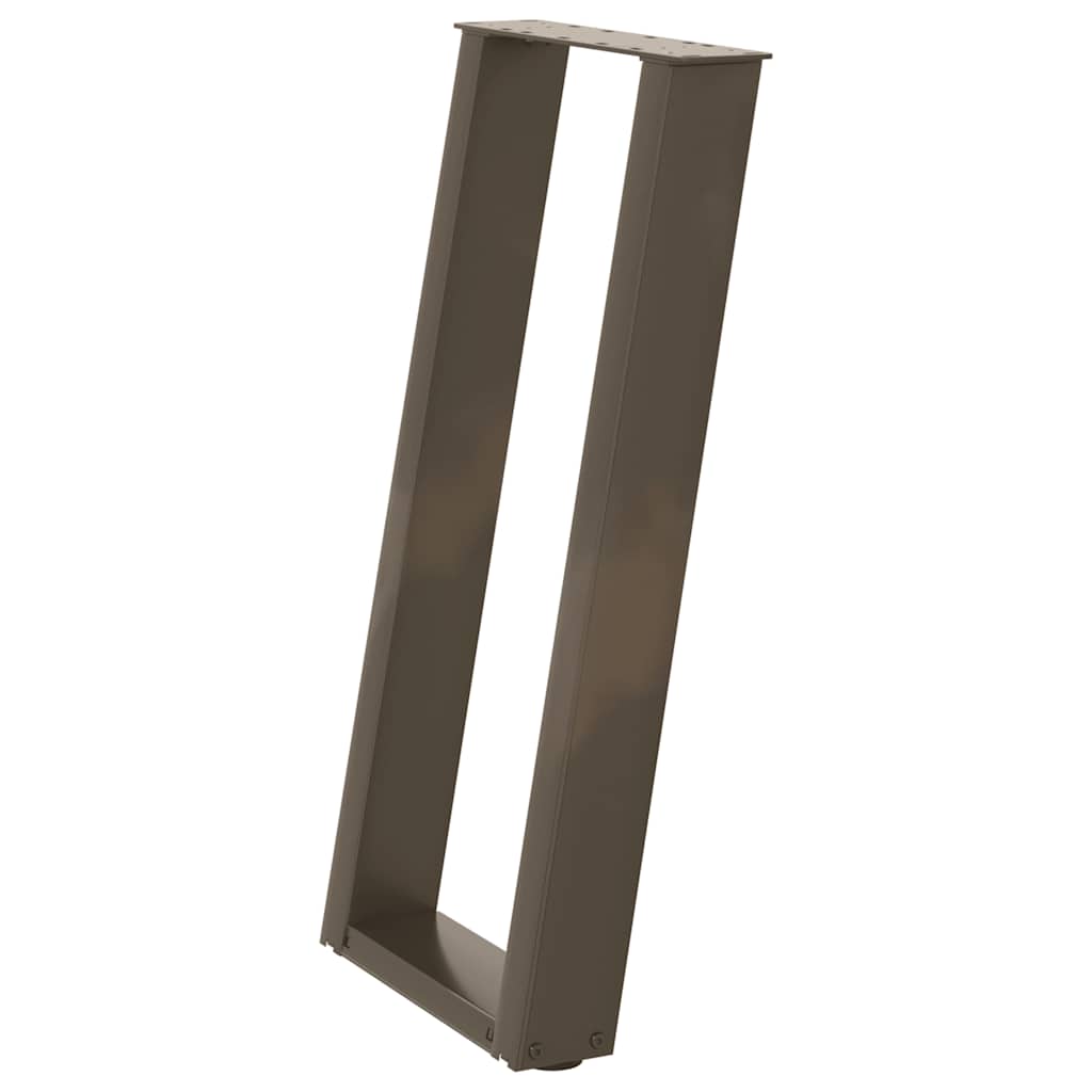 Pieds de table console en U, 2 pièces, acier naturel, 38 x (72-73) cm - XIOS