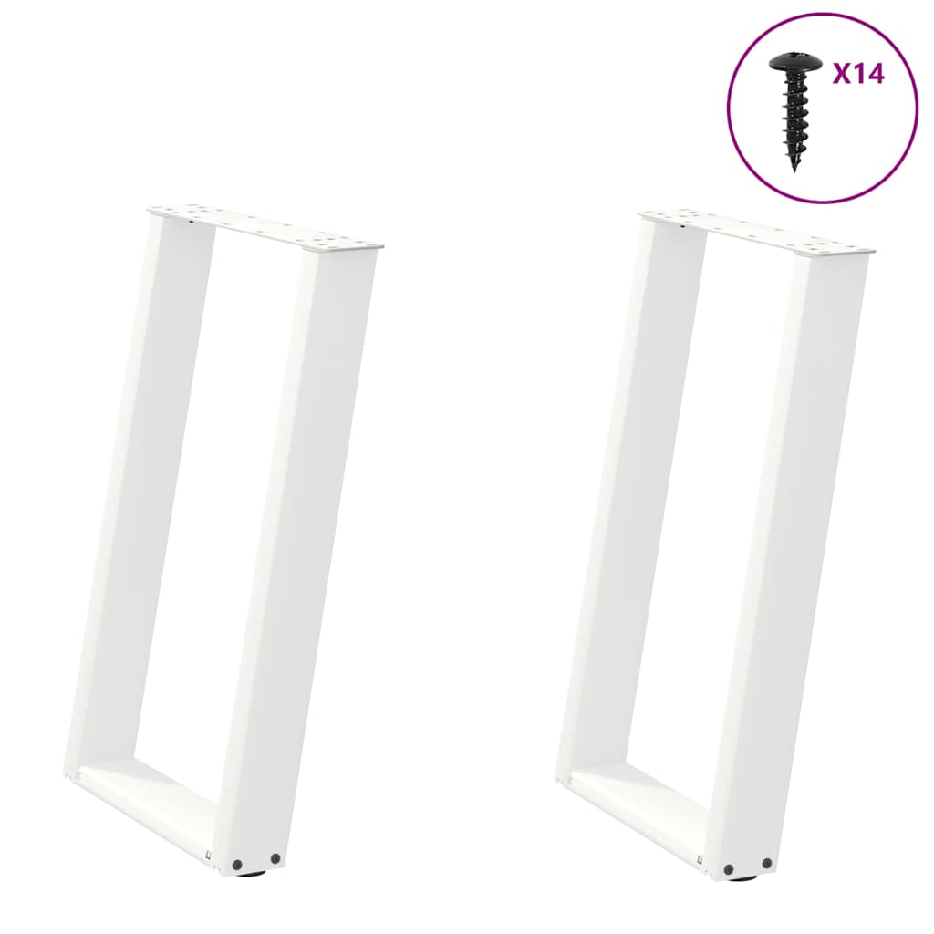 Pieds de table à manger en U, 2 pièces, blanc, 50 x (72-73) cm, acier - XIOS