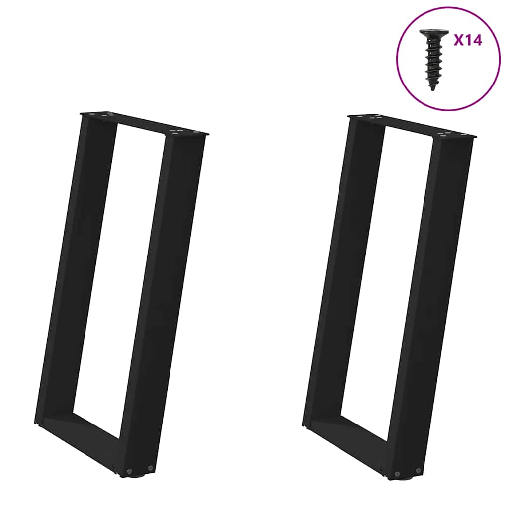 Pieds de table à manger en U 2 pièces Noir 60 x (72-73) cm Acier - XIOS