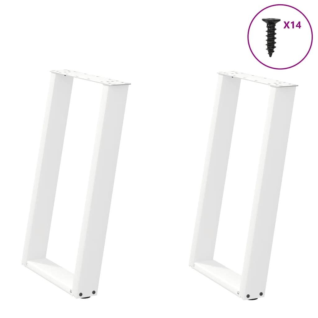 Pieds de table à manger en U 2 pièces Blanc 60 x (72-73) cm Acier - XIOS