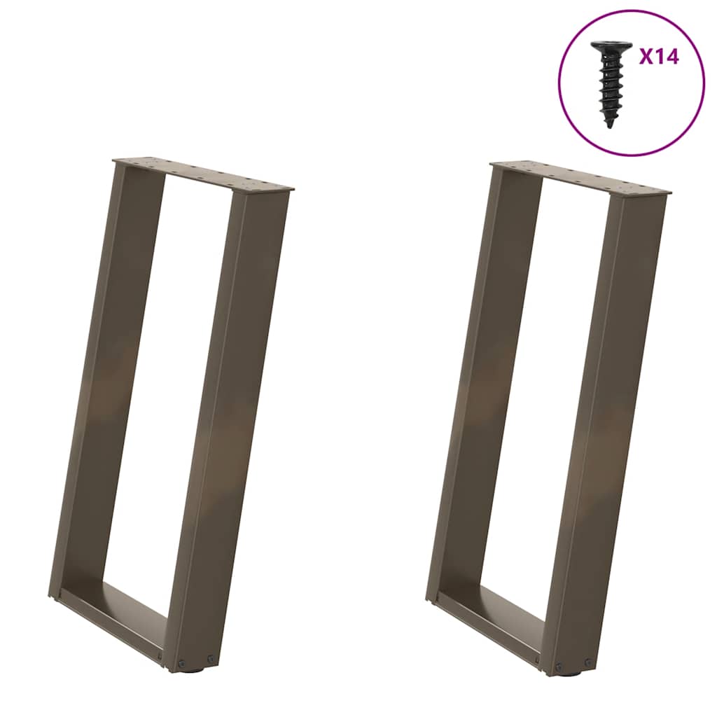 Pieds de table à manger en forme de U, 2 pièces, acier naturel, 60 x (72-73) cm - XIOS