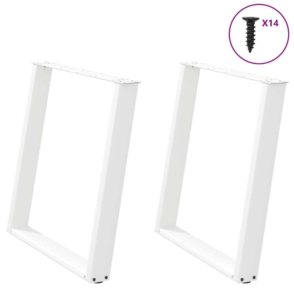 Pieds de table à manger en U 2 pièces Blanc 70 x (72-73) cm Acier - XIOS
