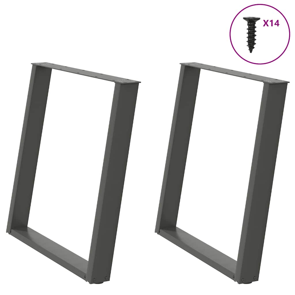 Pieds de table à manger en U 2 pièces Anthracite 70 x (72-73) cm Acier - XIOS