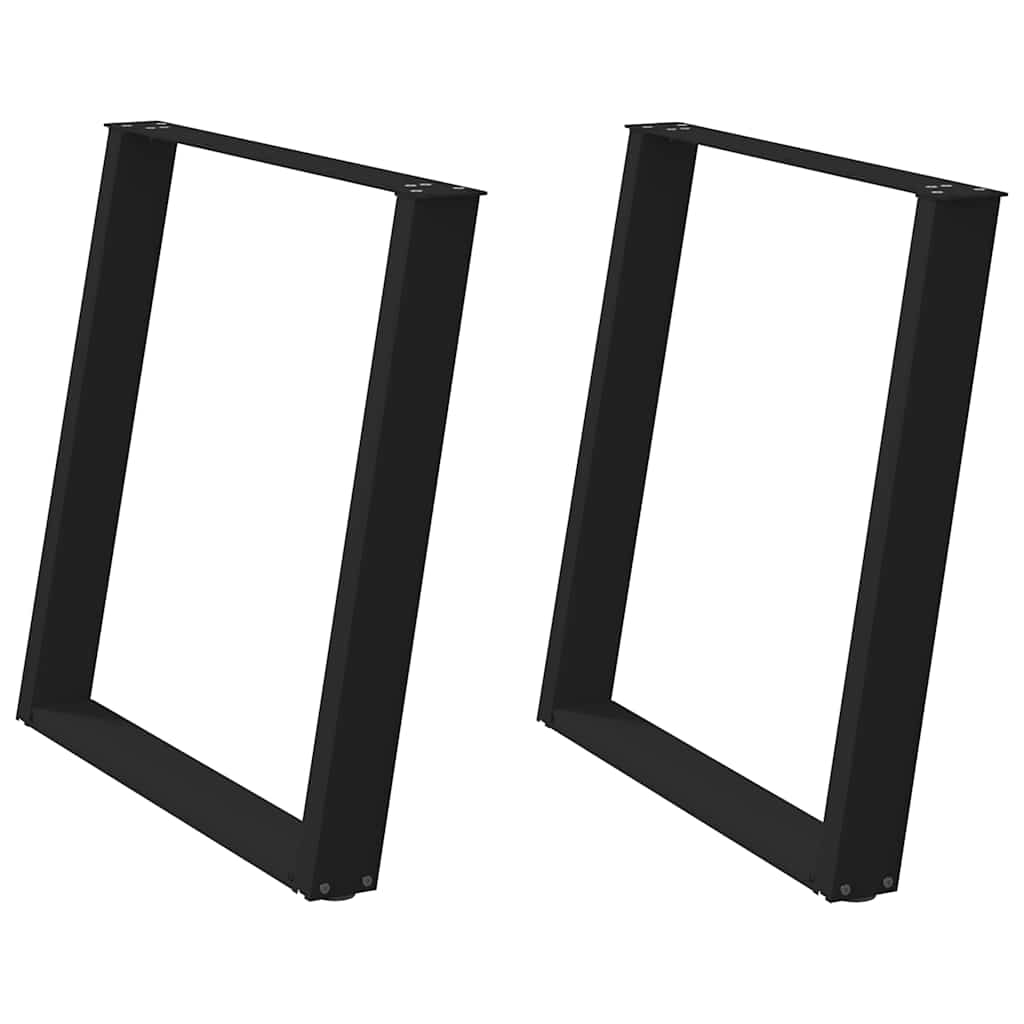 Pieds de table à manger en U 2 pièces Noir 80 x (72-73) cm Acier - XIOS