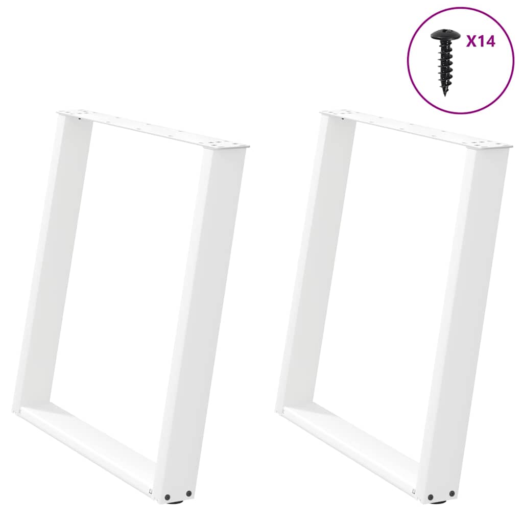Pieds de table à manger en U 2 pièces Blanc 80 x (72-73) cm Acier - XIOS