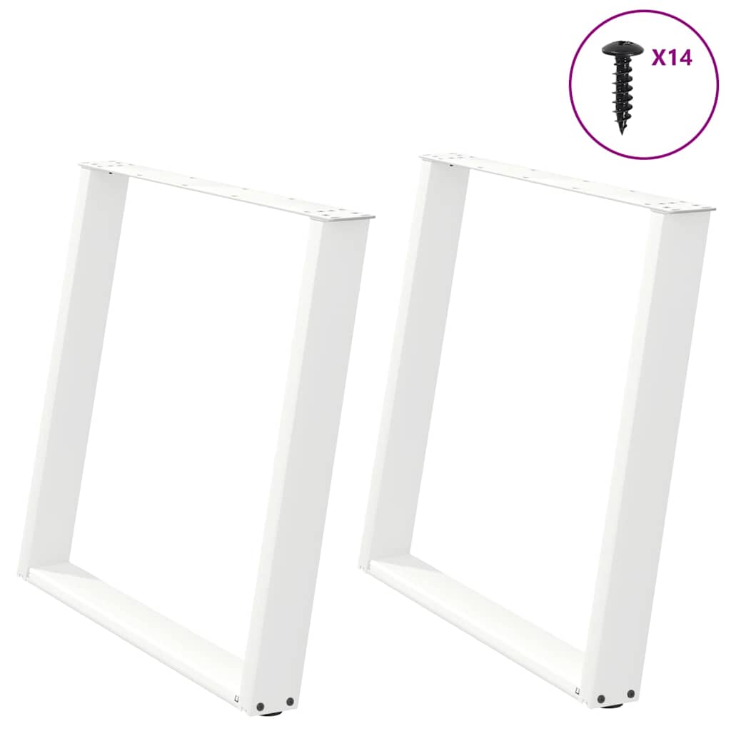 Pieds de table à manger en U 2 pièces Blanc 90 x (72-73) cm Acier - XIOS