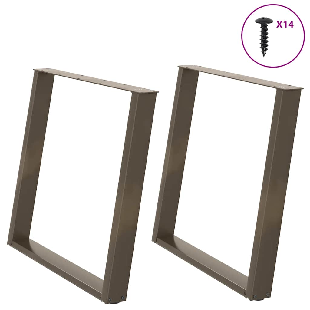 Pieds de table à manger en forme de U, 2 pièces, acier naturel, 90 x (72-73) cm - XIOS