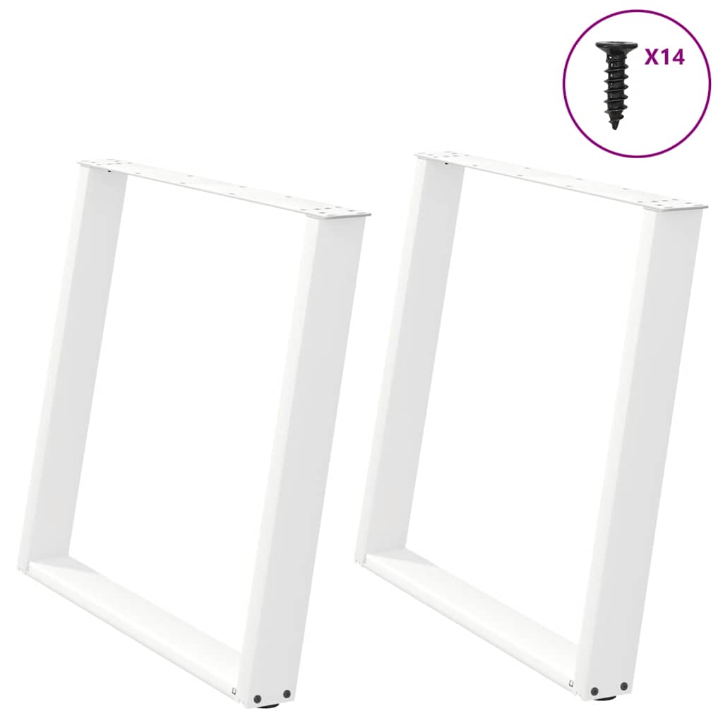 Pieds de table à manger en U 2 pièces Blanc 100 x (72-73) cm Acier - XIOS