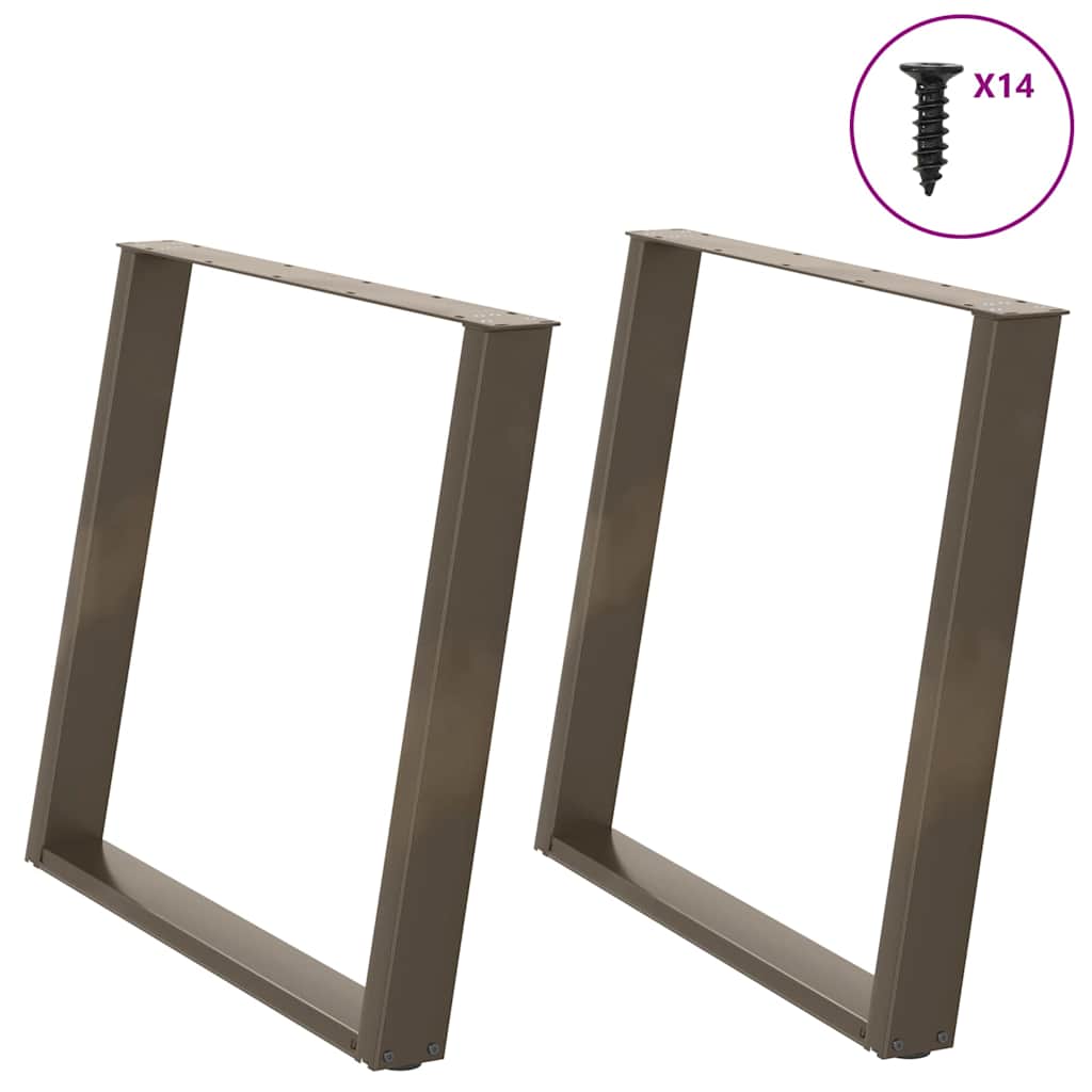 Pieds de table à manger en forme de U, 2 pièces, acier naturel, 100 x (72-73) cm - XIOS