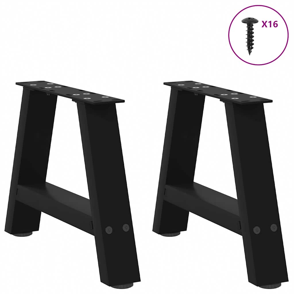 Pieds de table basse en forme de A 2 pièces Noir 30 x (30-31) cm Acier - XIOS