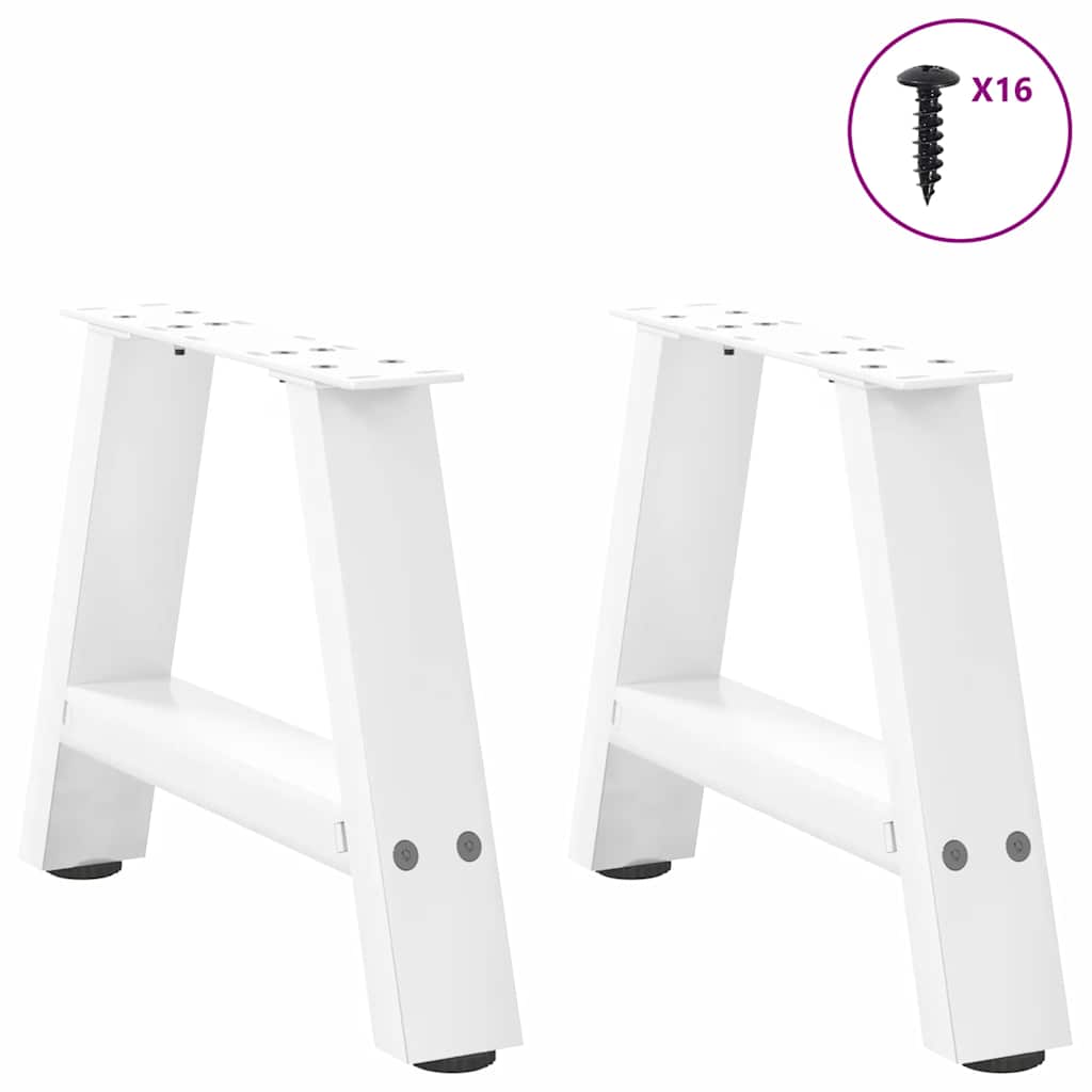 Pieds de table basse en forme de A 2 pièces Blanc 30 x (30-31) cm Acier - XIOS