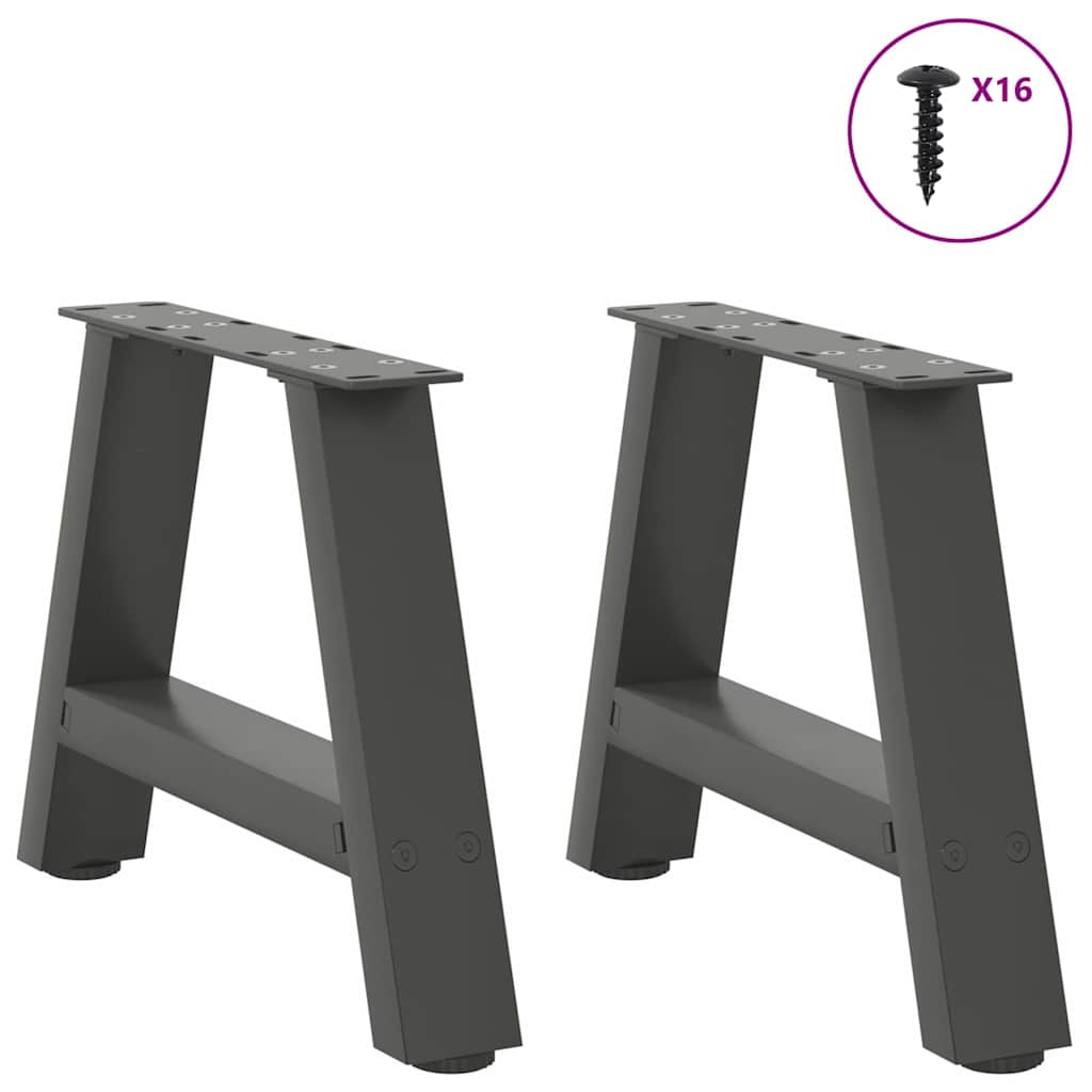 Pieds de table basse en forme de A 2 pièces Anthracite 30 x (30-31) cm Acier - XIOS