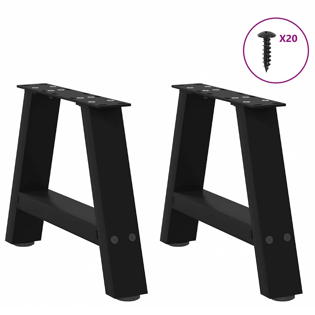 Pieds de table basse en forme de A, 2 pièces, noir, 40 x (30-31) cm, acier - XIOS