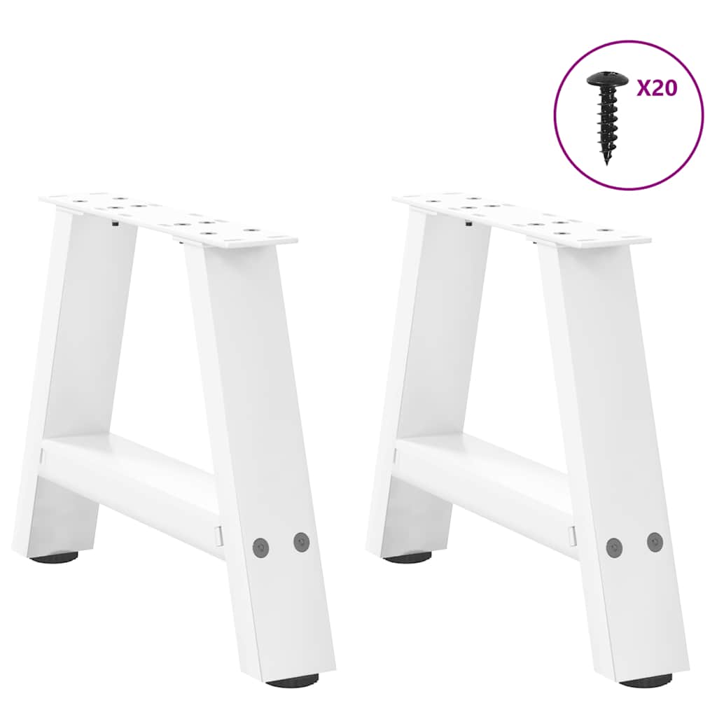 Pieds de table basse en forme de A, 2 pièces, blanc, 40 x (30-31) cm, acier - XIOS