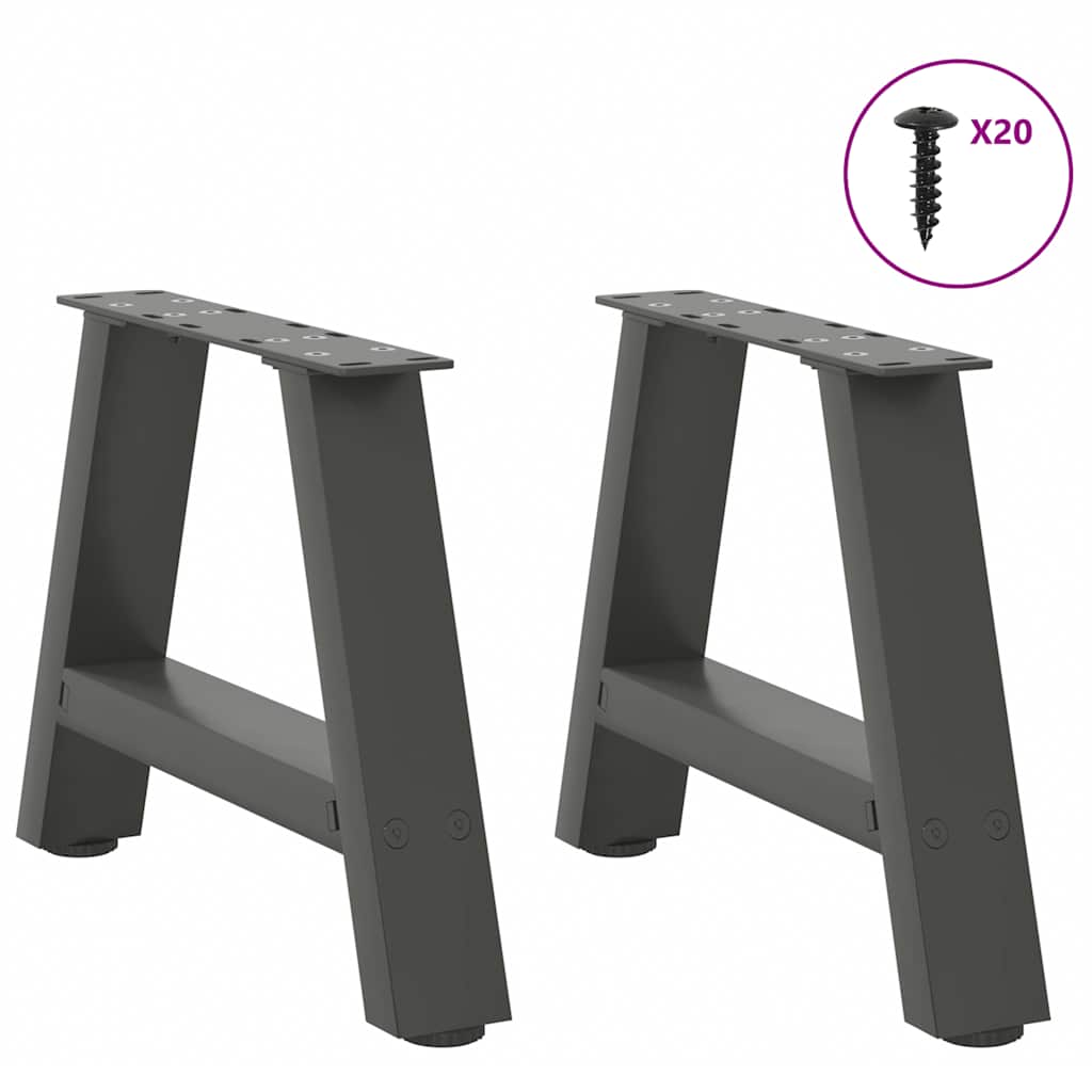 Pieds de table basse en forme de A 2 pièces Anthracite 40 x (30-31) cm Acier - XIOS
