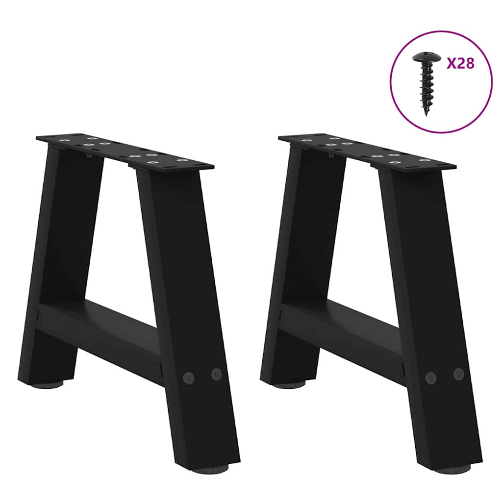 Pieds de table basse en forme de A, 2 pièces, noir, 50 x (30-31) cm, acier - XIOS