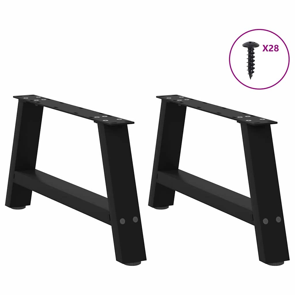 Pieds de table basse en forme de A, 2 pièces, noir, 60 x (30-31) cm, acier - XIOS