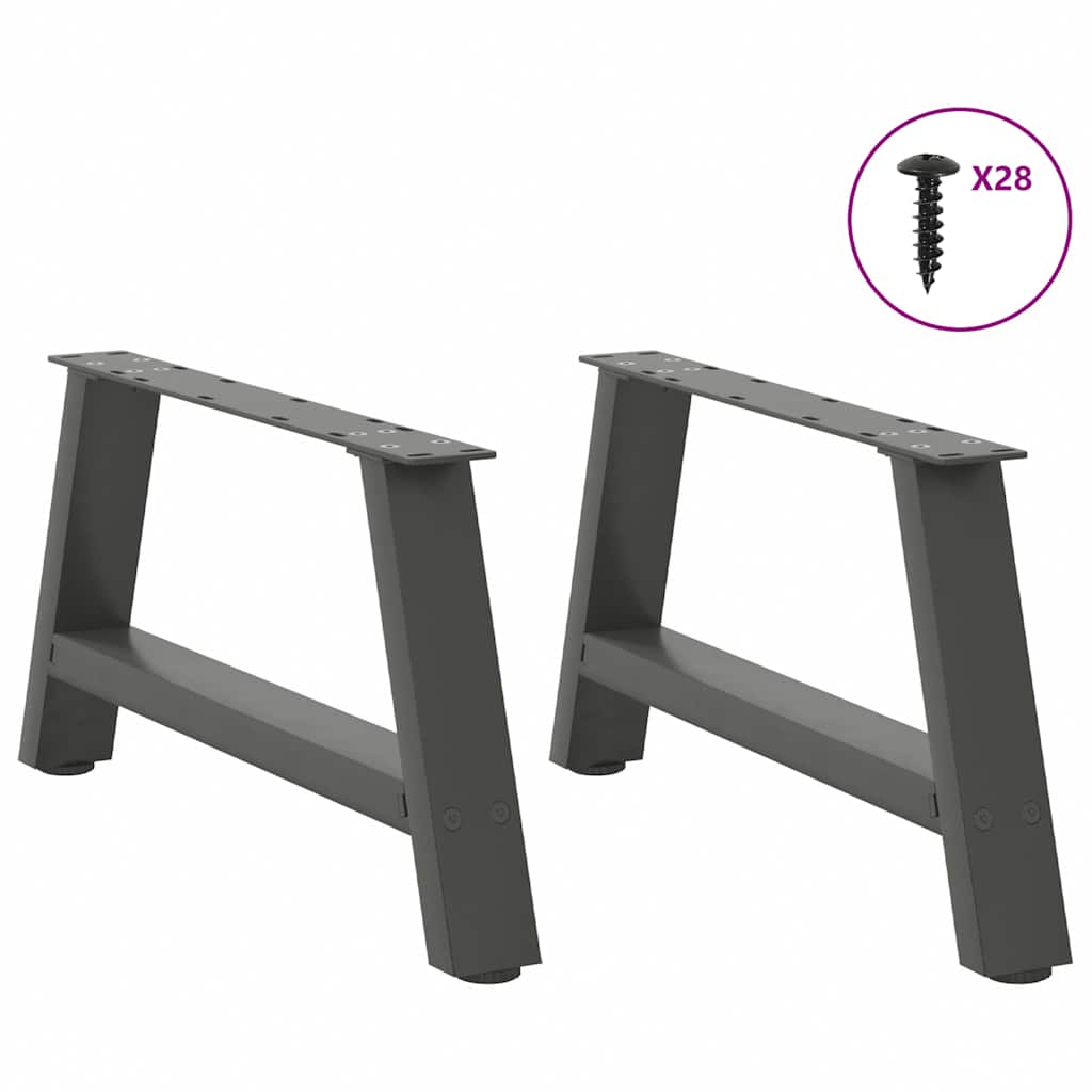 Pieds de table basse en forme de A, 2 pièces, anthracite, 60 x (30-31) cm, acier - XIOS