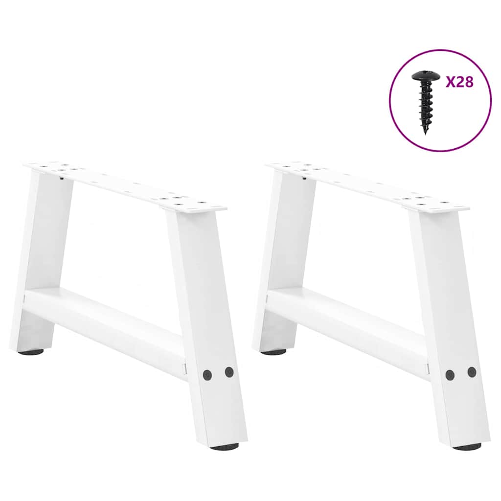 Pieds de table basse en forme de A, 2 pièces, blanc, 70 x (30-31) cm, acier - XIOS