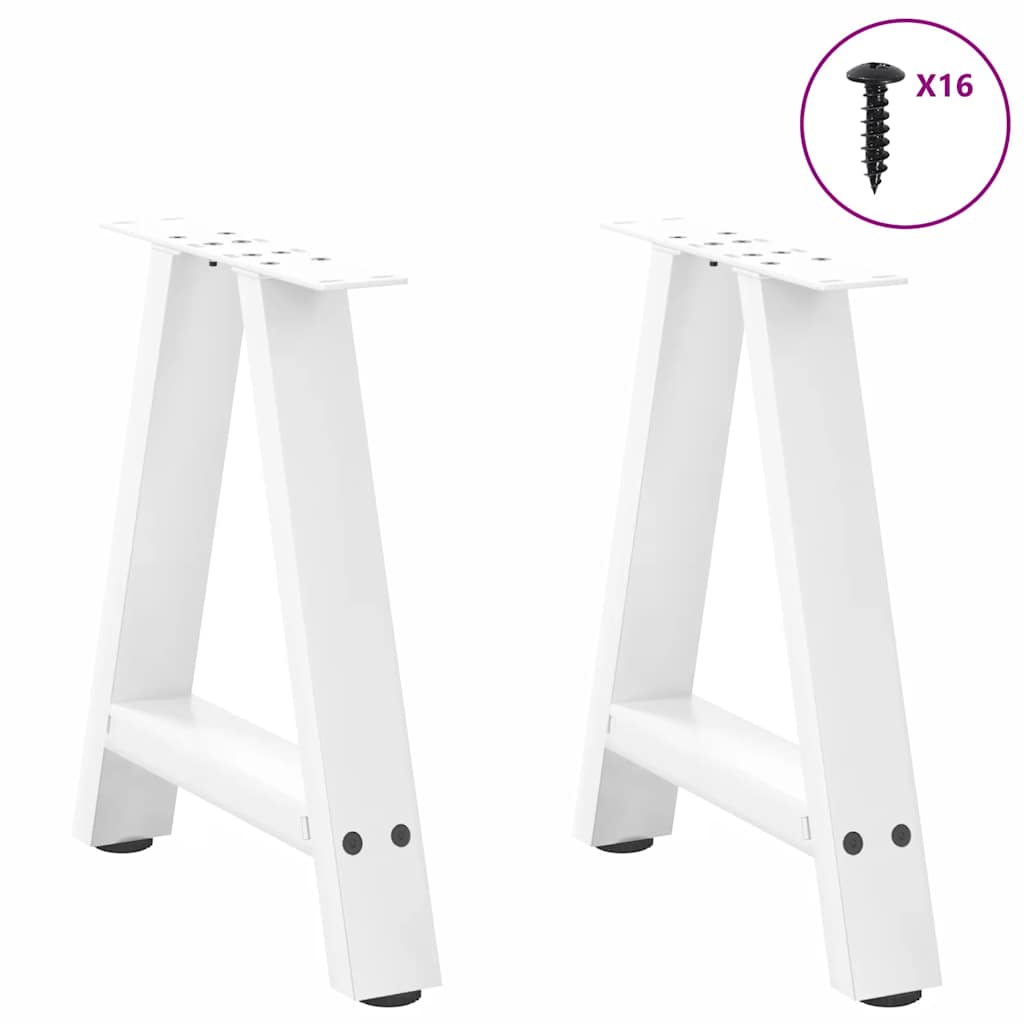 Pieds de table basse en forme de A, 2 pièces, blanc, 38 x (42-43) cm, acier - XIOS