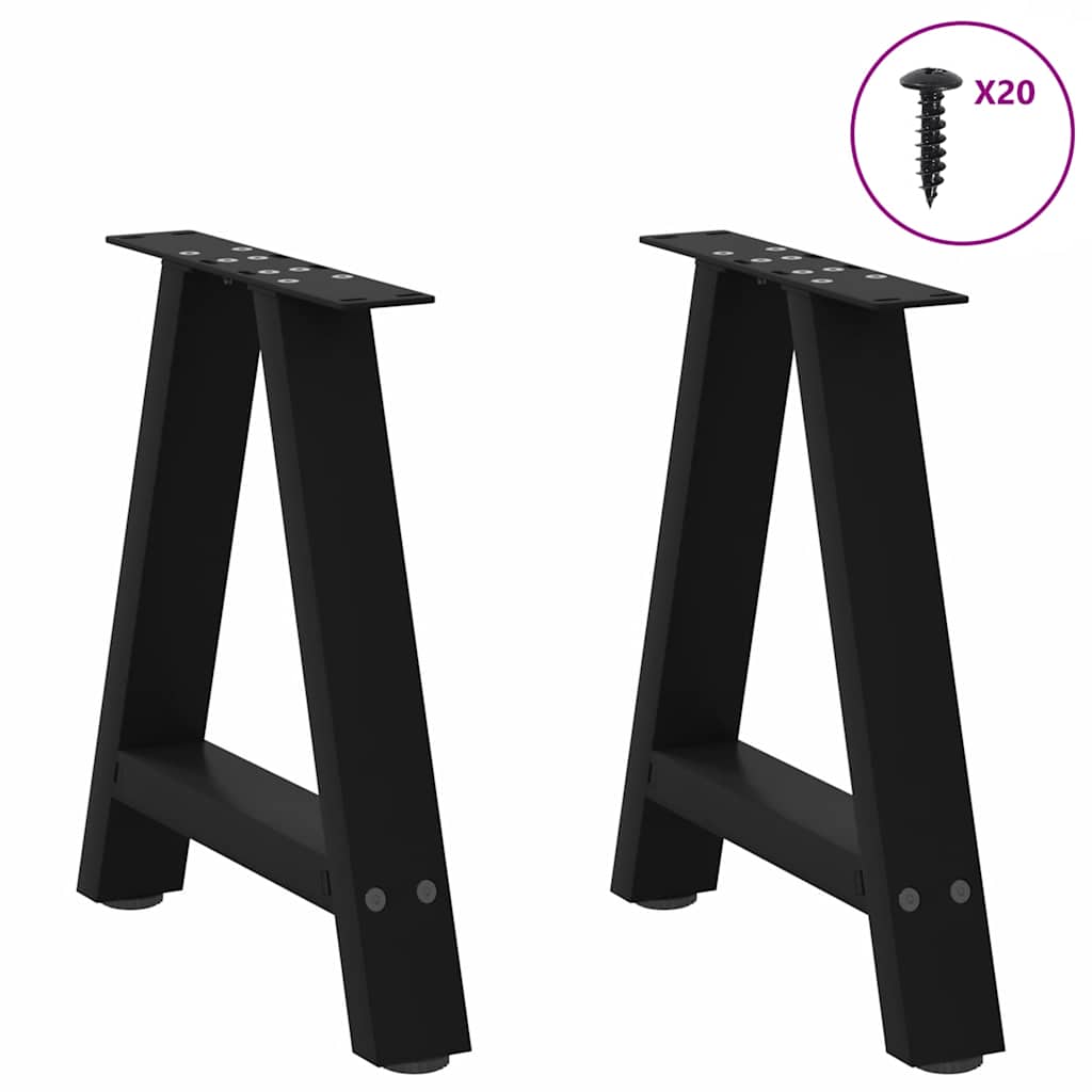 Pieds de table basse en forme de A, 2 pièces, noir, 50 x (42-43) cm, acier - XIOS