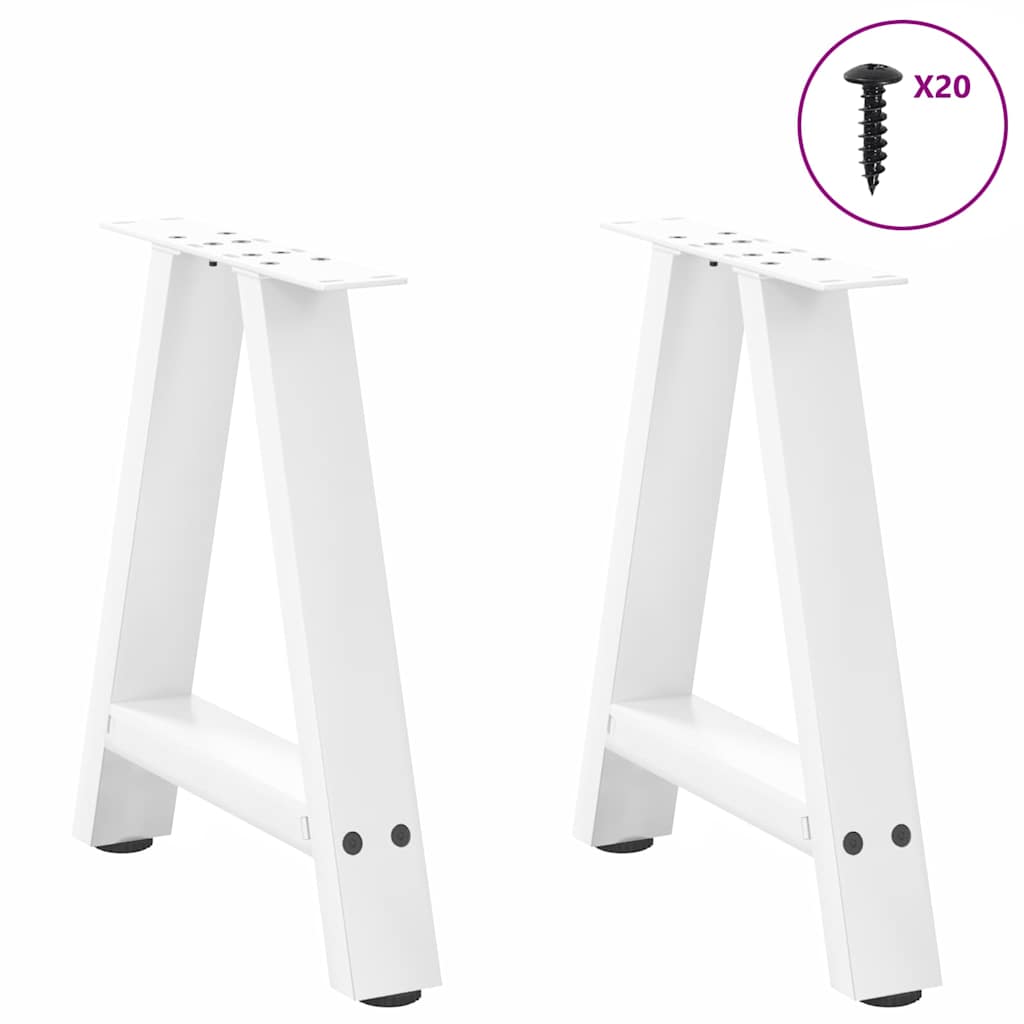 Pieds de table basse en forme de A, 2 pièces, blanc, 50 x (42-43) cm, acier - XIOS